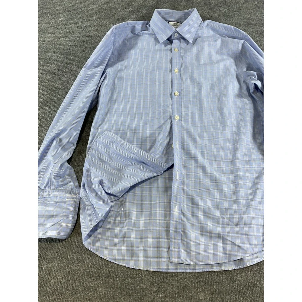 Charles Tyrwhitt Extra Slim Fit Dress Shirt 16/33 Blue Plaid Check Button Front
